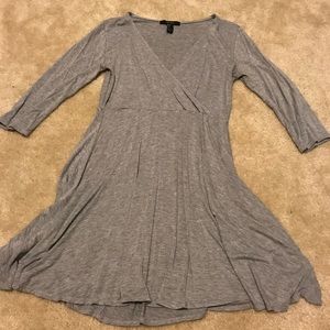 Gray v neck skater dress
